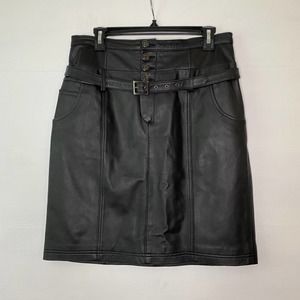 Jessie G Leather Skirt 100% Lambs leather pencil straight high waist sexy biker